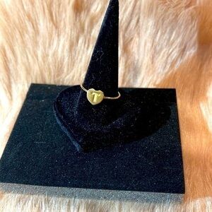 💖 💍 T 💍 Personalized-Initial Heart Ring Stainless Steel‎ Gold Tone ADJUSTABLE